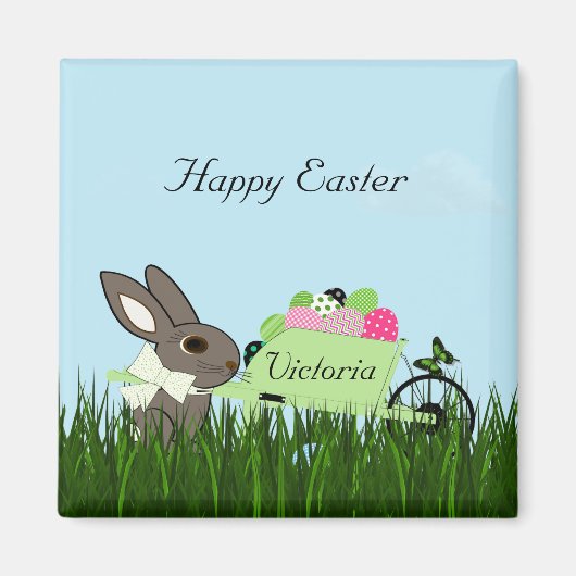 Aimant Lapin de Pâques avec Écorce d'Oeufs Réfrigérateur (Devant)