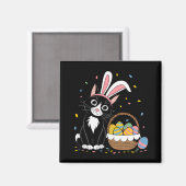 Aimant Lapin de Pâques Chat Noir Smoking Oreilles de Lapi (Recto/Verso)