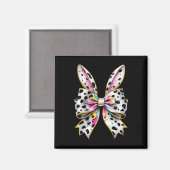 Aimant Lapin de Pâques Coquette Bow Bonne fille de Pâques (Recto/Verso)