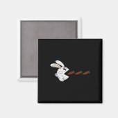 Aimant Lapin de Pâques drôle mangeant des carottes en cho (Recto/Verso)