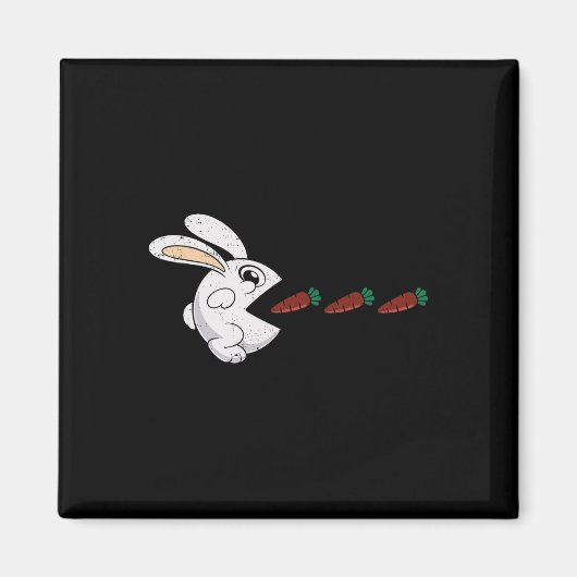 Aimant Lapin de Pâques drôle mangeant des carottes en cho (Devant)