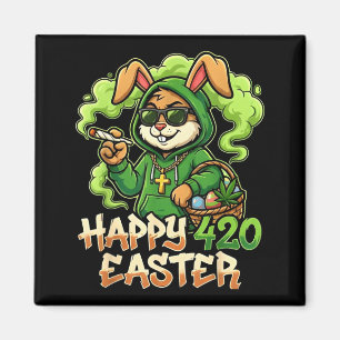 Aimant Lapin de Pâques drôle Weed Lapin Fumeur 