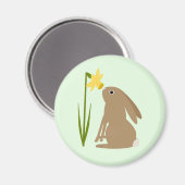 Aimant Lapin de Pâques et fleur de jonquille (Recto/Verso)