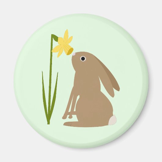 Aimant Lapin de Pâques et fleur de jonquille (Devant)