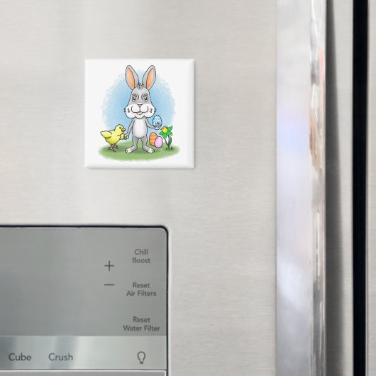 Aimant lapin de Pâques et le poulet jaune (In situ (réfrigérateur))