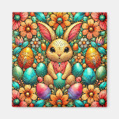 Aimant ~ Lapin de Pâques et Oeufs ~ (Devant)