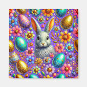 Aimant ~ Lapin de Pâques et Oeufs ~ (Devant)