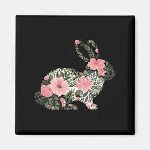 Aimant Lapin de Pâques Floral Printemps Rabbit mignonne B