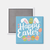 Aimant Lapin de Pâques Joyeuses Vacances de Pâques  (Recto/Verso)