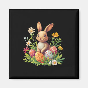 Aimant Lapin de Pâques Lapin Œuf de Pâques Fleur Graphiqu
