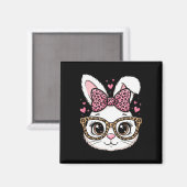Aimant Lapin de Pâques Mignon Face Léopard Arc Lunettes d (Recto/Verso)