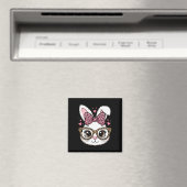 Aimant Lapin de Pâques Mignon Face Léopard Arc Lunettes d (In Situ (Lave-vaisselle))