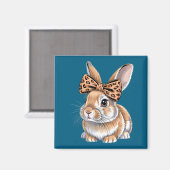 Aimant Lapin de Pâques mignon visage arc léopard lapin fe (Recto/Verso)