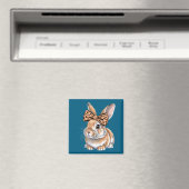 Aimant Lapin de Pâques mignon visage arc léopard lapin fe (In Situ (Lave-vaisselle))