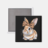 Aimant Lapin de Pâques mignon visage arc léopard lapin fe (Recto/Verso)