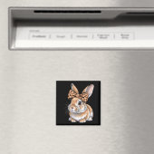 Aimant Lapin de Pâques mignon visage arc léopard lapin fe (In Situ (Lave-vaisselle))