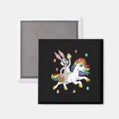 Aimant Lapin De Pâques Monter Une Unicorne Mignonne Fille (Recto/Verso)