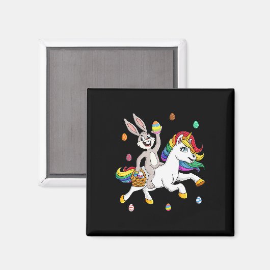 Aimant Lapin De Pâques Monter Une Unicorne Mignonne Fille (Recto/Verso)