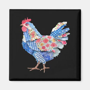 Aimant Lapin de Pâques Patchwork Poulet Œufs Joyeux Pâque