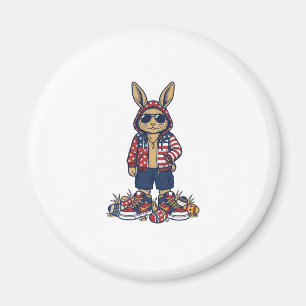 Aimant Lapin de Pâques patriotique Vintage Vector Shirt_1