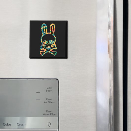Aimant Lapin de Pâques Retro Tie Dye Bunny Ski Cross Bone (In situ (réfrigérateur))