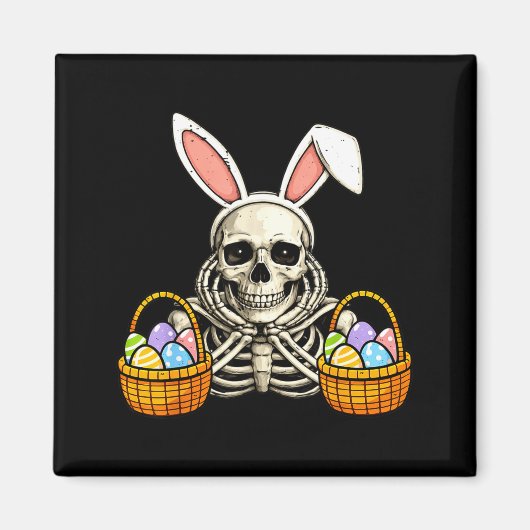 Aimant Lapin de Pâques squelette graphique pour hommes (Devant)