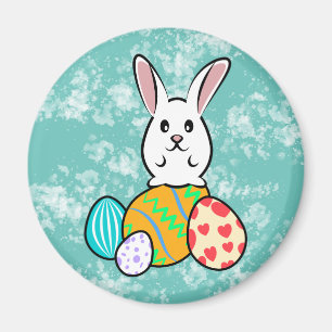 Aimant Lapin de Pâques sur des œufs de Pâques