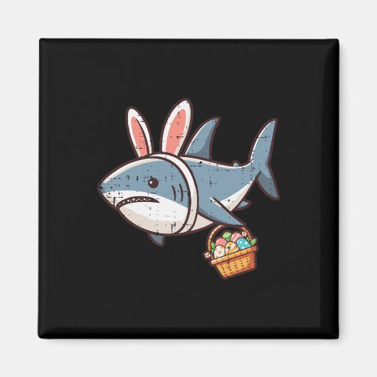 Aimant Lapin de requin Oeufs de Pâques Funny Chasse Fille (Devant)