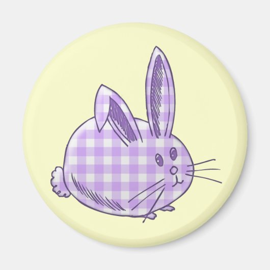 Aimant lapin en vichy violet (Devant)