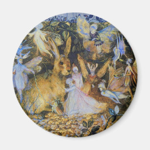 Aimant Lapin et fées vintage conte de fées art.