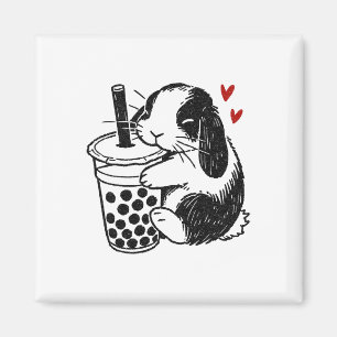 Aimant Lapin Holland Lop aime Boby Tea Bunny et Bubble