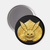Aimant Lapin japonais Usagi kamon en faux or sur noir (Recto/Verso)