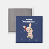Aimant Lapin Joyeux Noël Animaux d'hiver Lapins Magne (Recto/Verso)