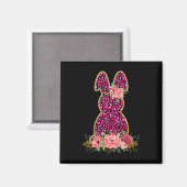 Aimant Lapin Lapin Rose Léopard Lapin Joyeux Pâques (Recto/Verso)