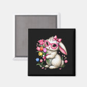 Aimant Lapin Lapin Tulipe de Pâques Fleurs de printemps F (Recto/Verso)