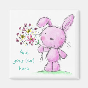 Aimant Lapin lilas rose mignon de ♥ d'AIMANT de ♥