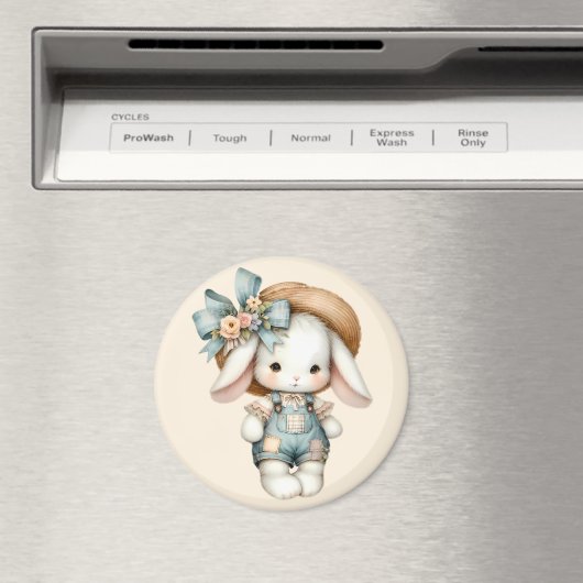 Aimant Lapin mignon dans les couloirs avec Casquette pail (In Situ (Lave-vaisselle))