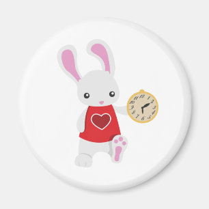 Aimant Lapin mignon de blanc du pays des merveilles de