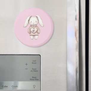 Aimant Lapin Mignon Rose Doux Veste Rose Coeur