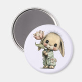 Aimant Lapin mignon tenant une Tulipe (Recto/Verso)