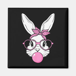 Aimant Lapin mignon visage de lapin avec bandana lunettes