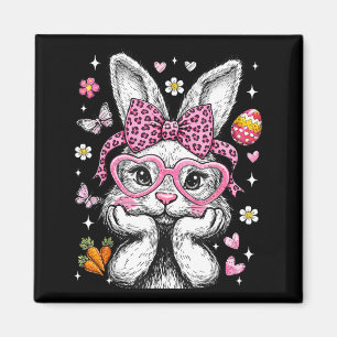 Aimant Lapin mignon visage de léopard coquette noeud de P