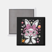 Aimant Lapin mignon visage léopard coquette noeud papillo (Recto/Verso)