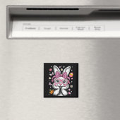 Aimant Lapin mignon visage léopard coquette noeud papillo (In Situ (Lave-vaisselle))