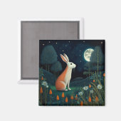 Aimant Lapin orange au clair de lune (Recto/Verso)
