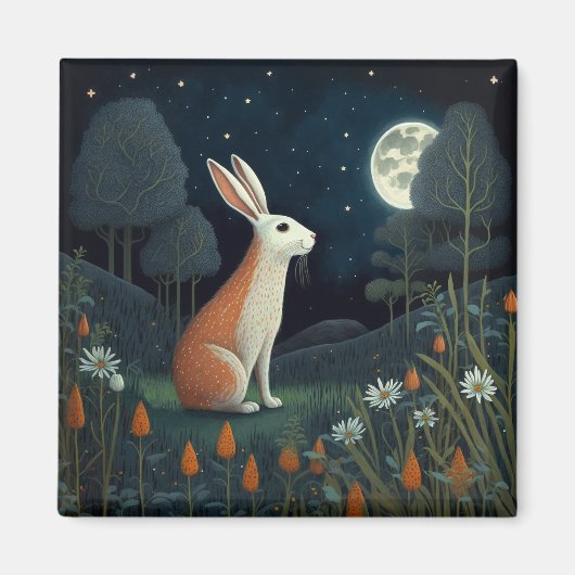 Aimant Lapin orange au clair de lune (Devant)