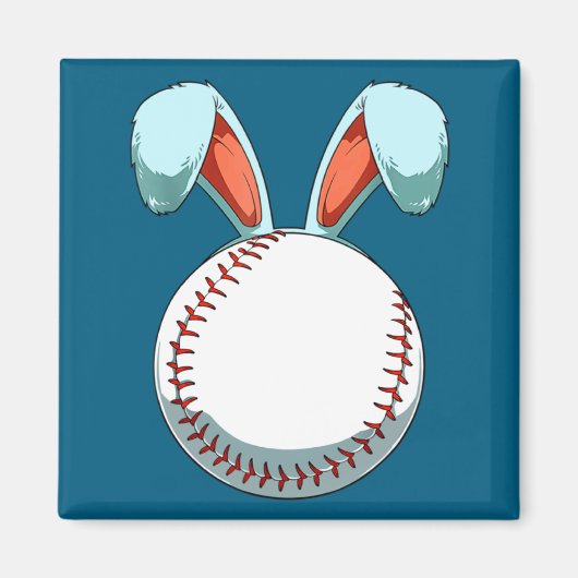 Aimant Lapin Oreilles de Pâques de Baseball Fa (Devant)