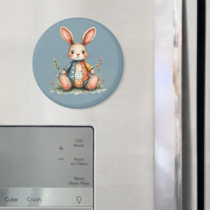 Aimant Lapin Patchwork Fantaisiste Cottagecore Bois