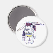 Aimant Lapin portant Bandanna et mangeant des céréales (Recto/Verso)