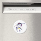 Aimant Lapin portant Bandanna et mangeant des céréales (In Situ (Lave-vaisselle))